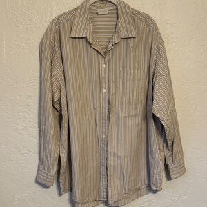 GAP Men's The Big Shirt Casual Striped Tan Button front Shirt XL